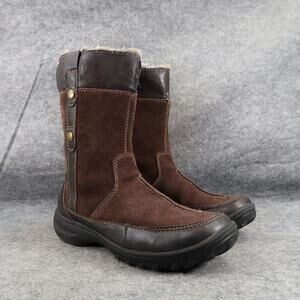 Clarks Shoes Womens 7 Winter Boots Fashion Casual Leather Faux Fur Zip Mid Calf